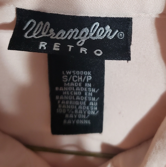 Wrangler Retro Light Pink Western Shirt With Embroidery And Pearl Buttons. Sz S - Picture 2 of 6